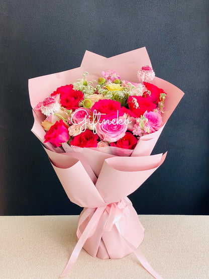 鮮花花束55|粉紅色玫瑰花束|情人節花束